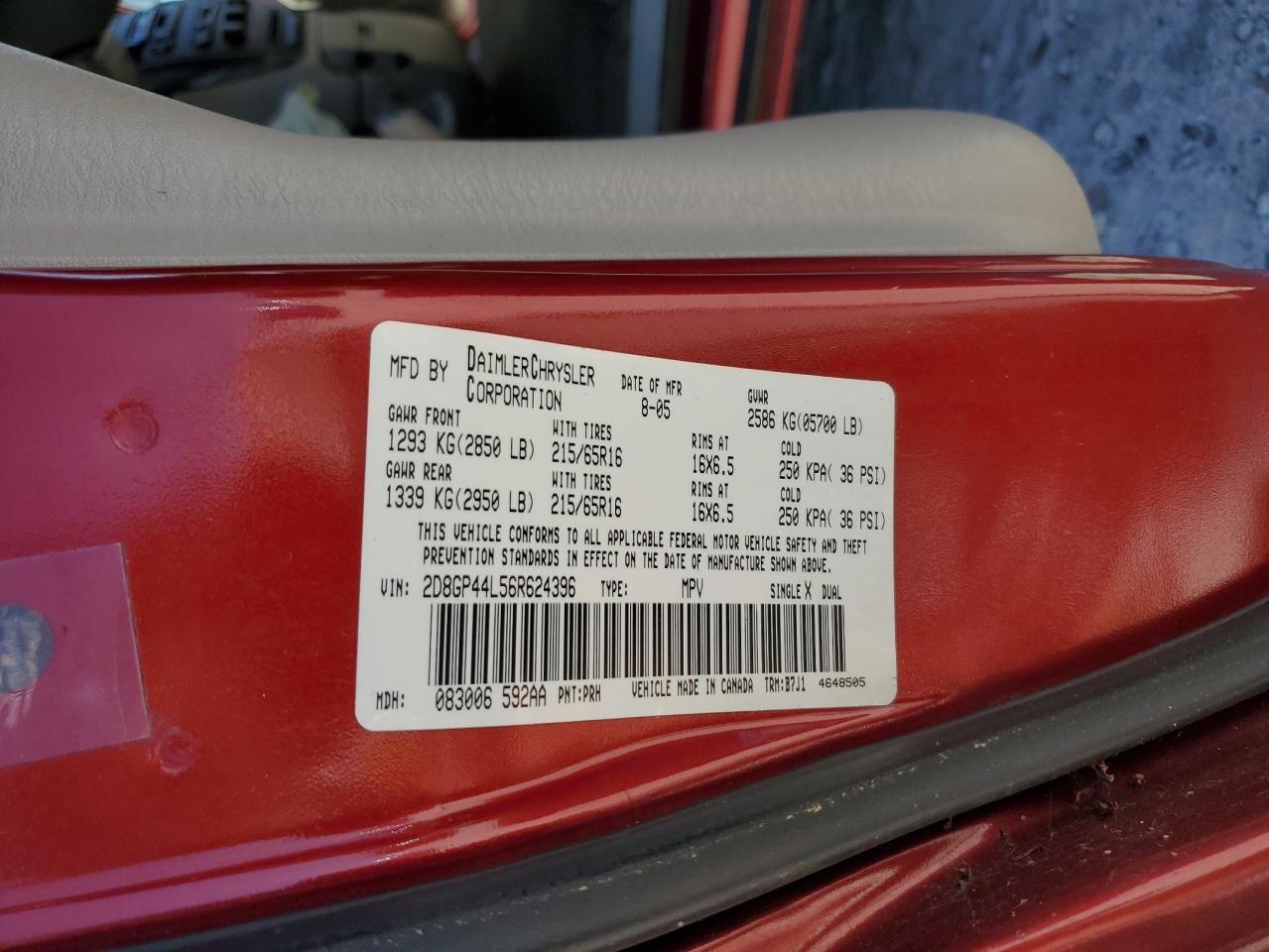 2D8GP44L56R624396 2006 Dodge Grand Caravan Sxt