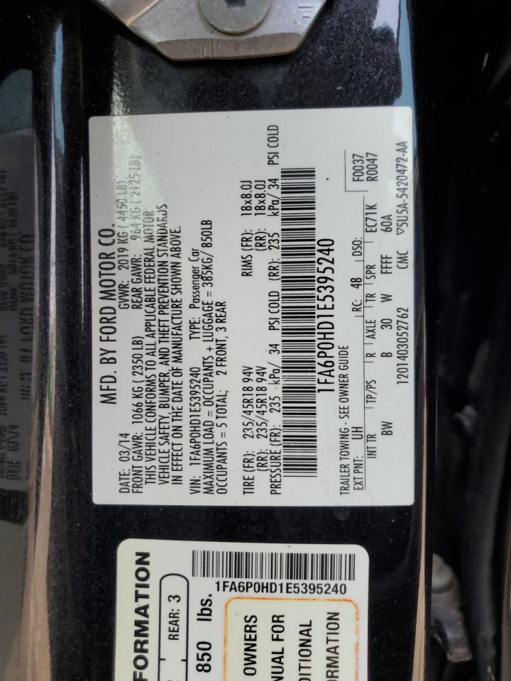 1FA6P0HD1E5395240 2014 Ford Fusion Se