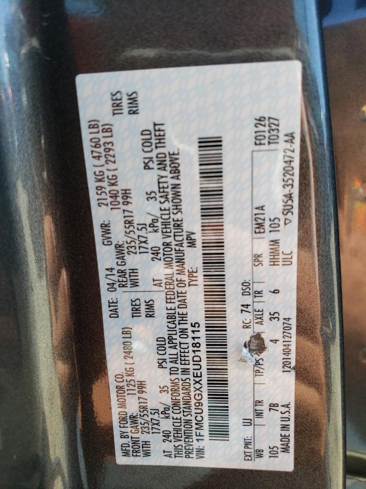 1FMCU9GXXEUD18115 2014 Ford Escape Se