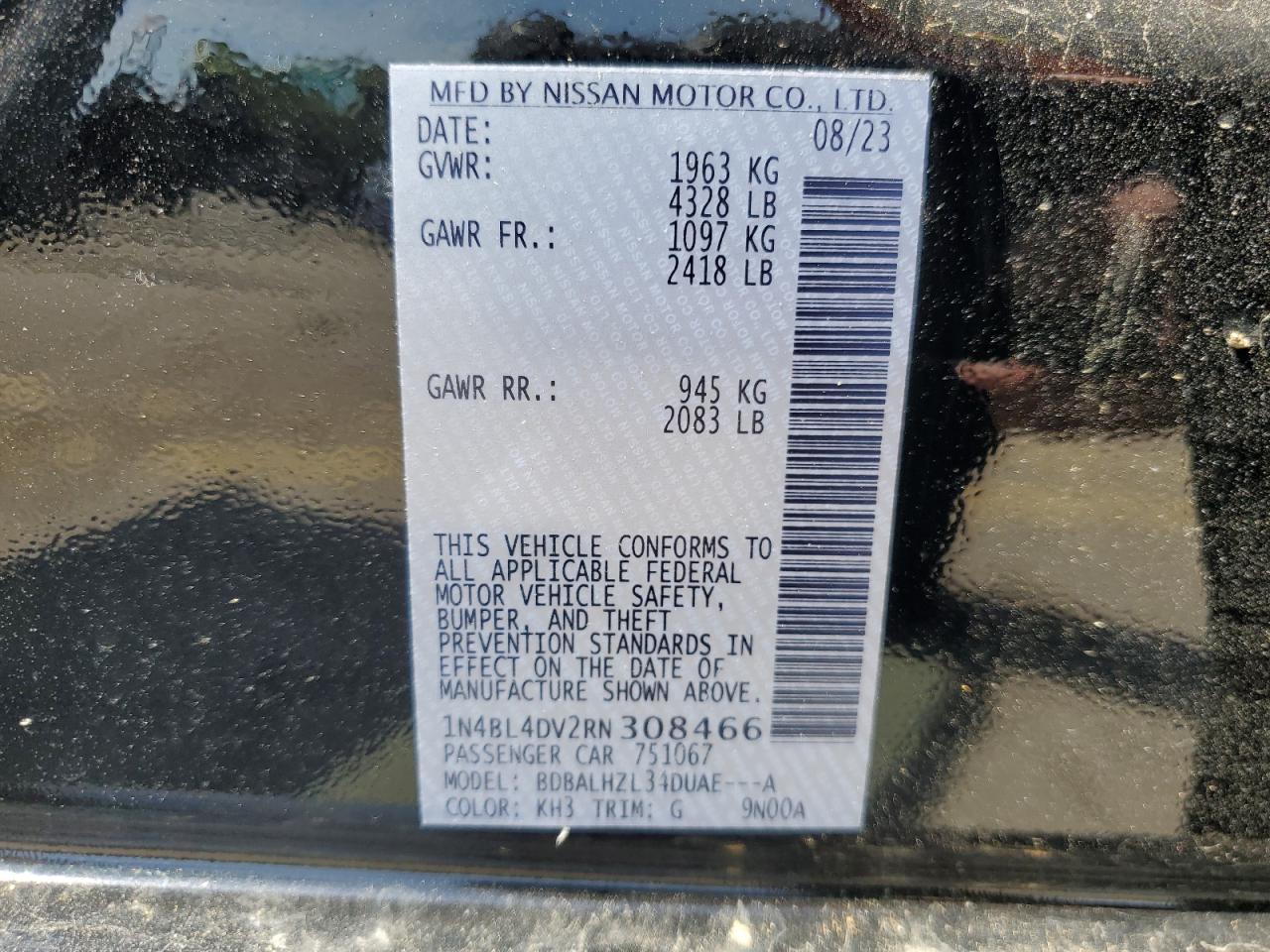 1N4BL4DV2RN308466 2024 Nissan Altima Sv