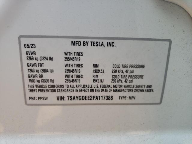 2023 Tesla Model Y VIN: 7SAYGDEE2PA117388 Lot: 54133524