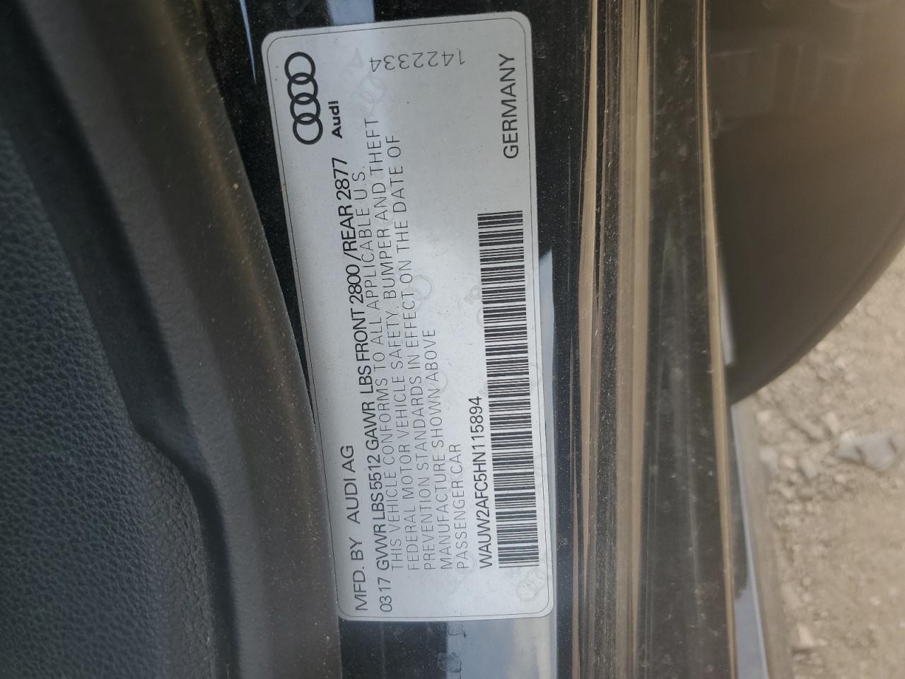 WAUW2AFC5HN115894 2017 Audi A7 Premium Plus