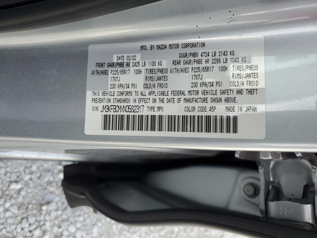 JM3KFBCMXN0582317 2022 Mazda Cx-5 Preferred