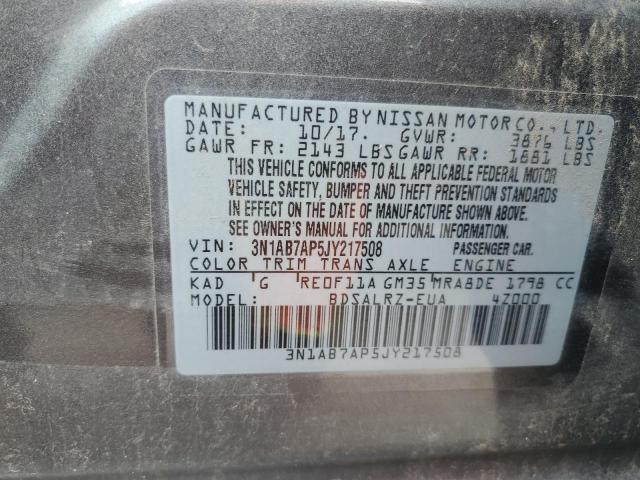 2018 Nissan Sentra S VIN: 3N1AB7AP5JY217508 Lot: 50632874