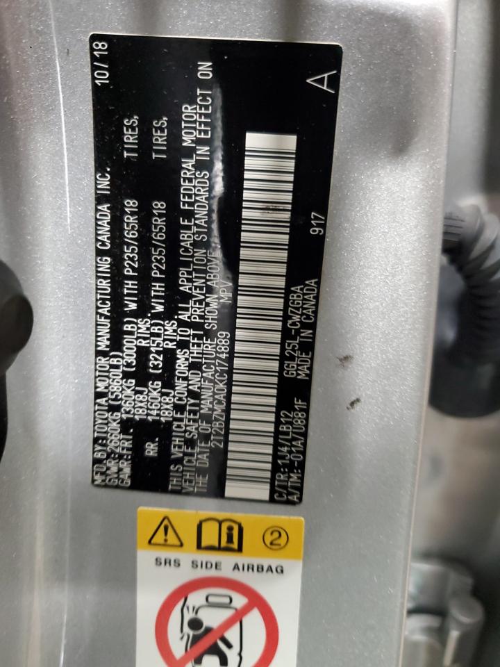 2T2BZMCA0KC174889 2019 Lexus Rx 350 Base