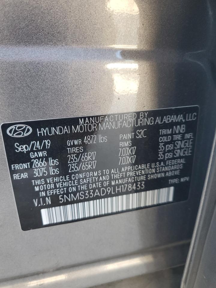 5NMS33AD9LH178433 2020 Hyundai Santa Fe Sel