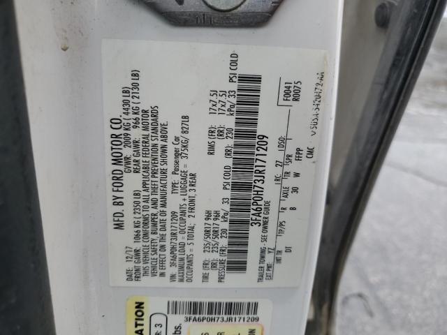 VIN 3FA6P0H73JR171209 2018 Ford Fusion, SE no.12