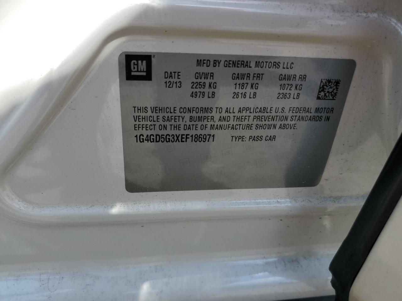 1G4GD5G3XEF186971 2014 Buick Lacrosse Premium