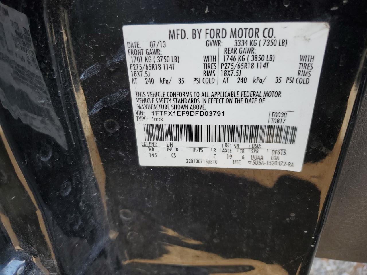 1FTFX1EF9DFD03791 2013 Ford F150 Super Cab