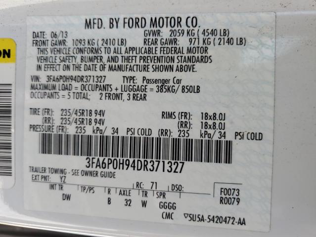 2013 Ford Fusion Se VIN: 3FA6P0H94DR371327 Lot: 56042204