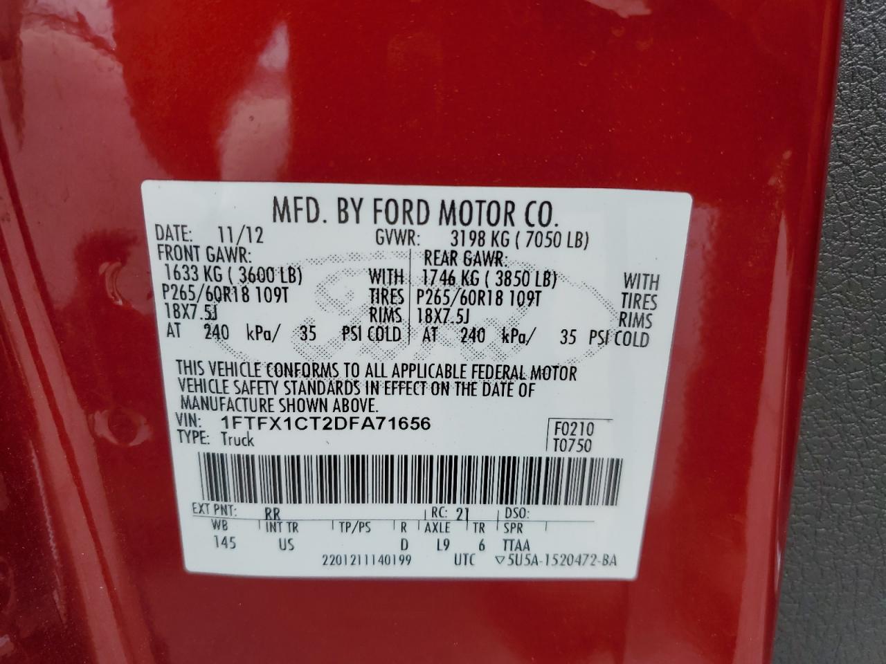 1FTFX1CT2DFA71656 2013 Ford F150 Super Cab