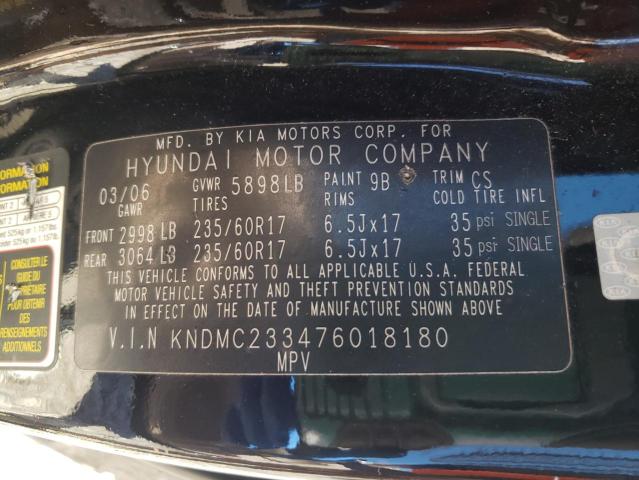 2007 Hyundai Entourage Gls VIN: KNDMC233476018180 Lot: 52738794