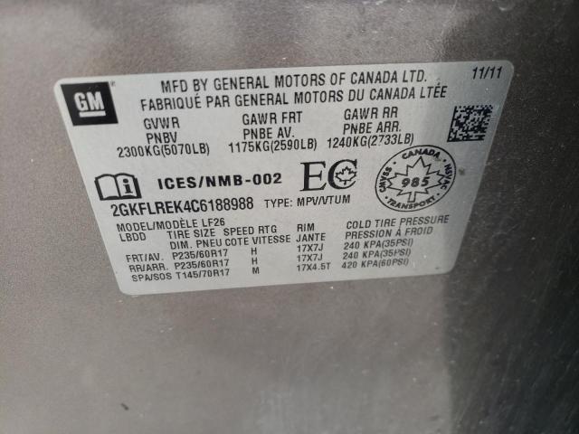 2012 GMC Terrain Sle VIN: 2GKFLREK4C6188988 Lot: 53634664