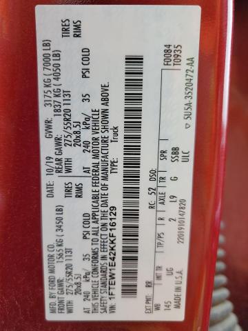 2019 Ford F150 Supercrew VIN: 1FTEW1E42KKF16129 Lot: 53354304