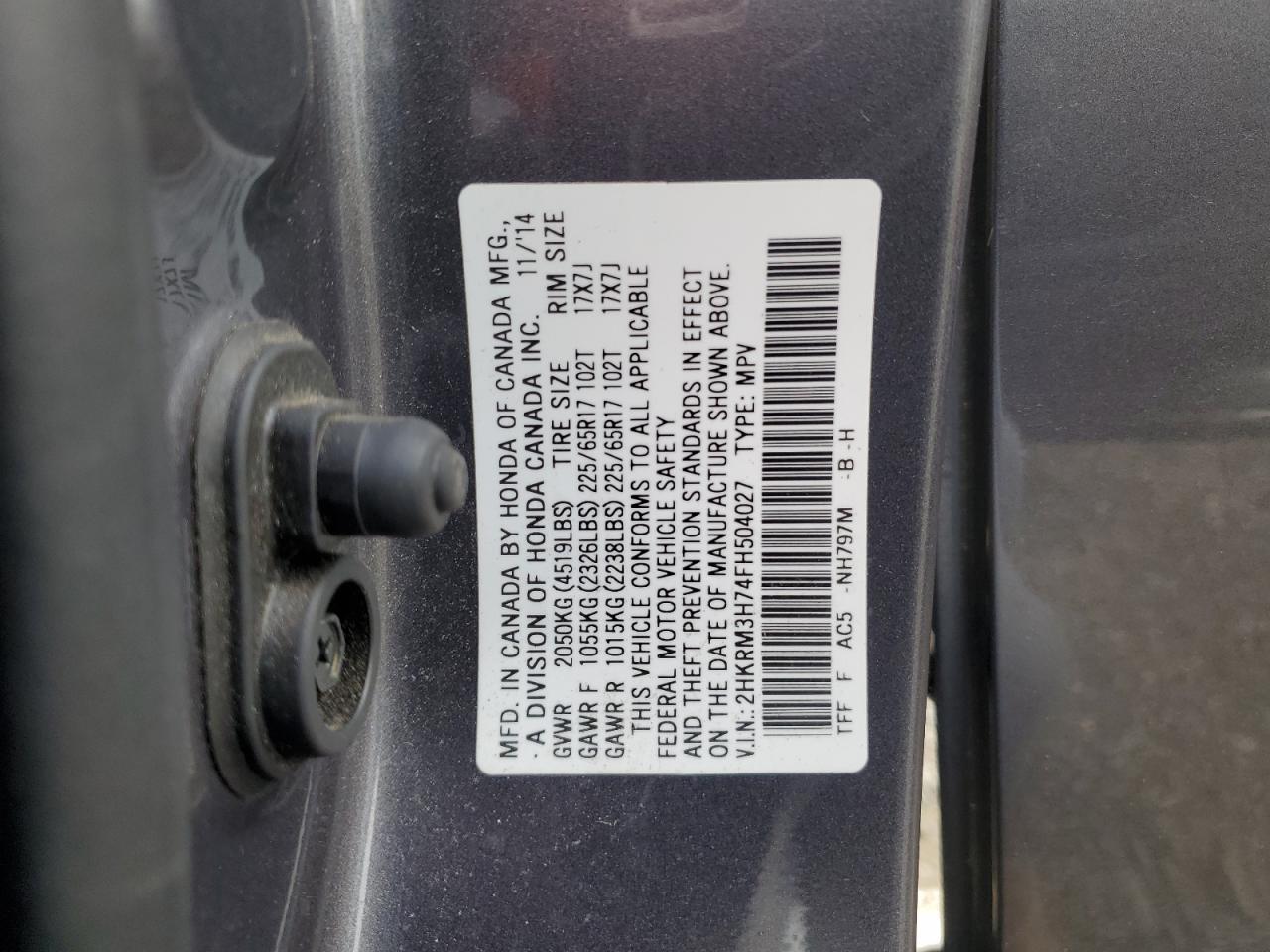 2HKRM3H74FH504027 2015 Honda Cr-V Exl