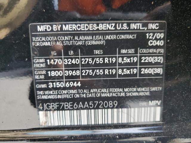 2010 Mercedes-Benz Gl 450 4Matic VIN: 4JGBF7BE6AA572089 Lot: 54936694