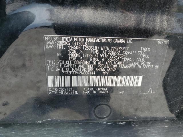 2009 Toyota Rav4 VIN: 2T3ZF33V49W007444 Lot: 55907614