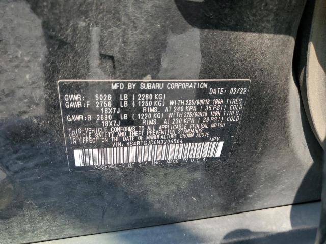 2022 Subaru Outback Onyx Edition Xt VIN: 4S4BTGJD6N3206564 Lot: 56946394