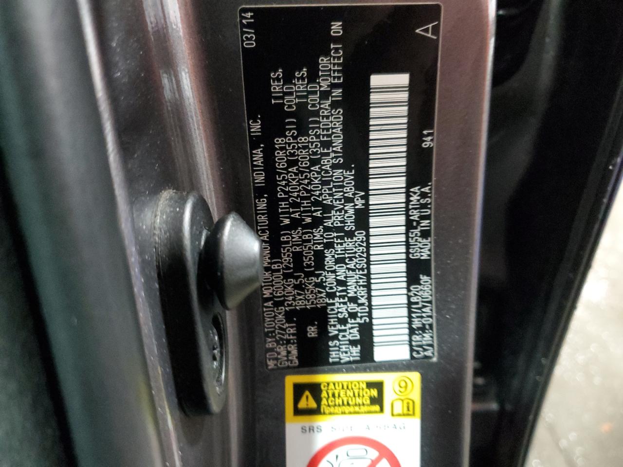 5TDJKRFH7ES029290 2014 Toyota Highlander Xle