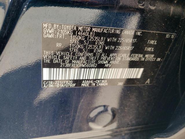 2017 Toyota Rav4 Le VIN: 2T3BFREV3HW560862 Lot: 55415464