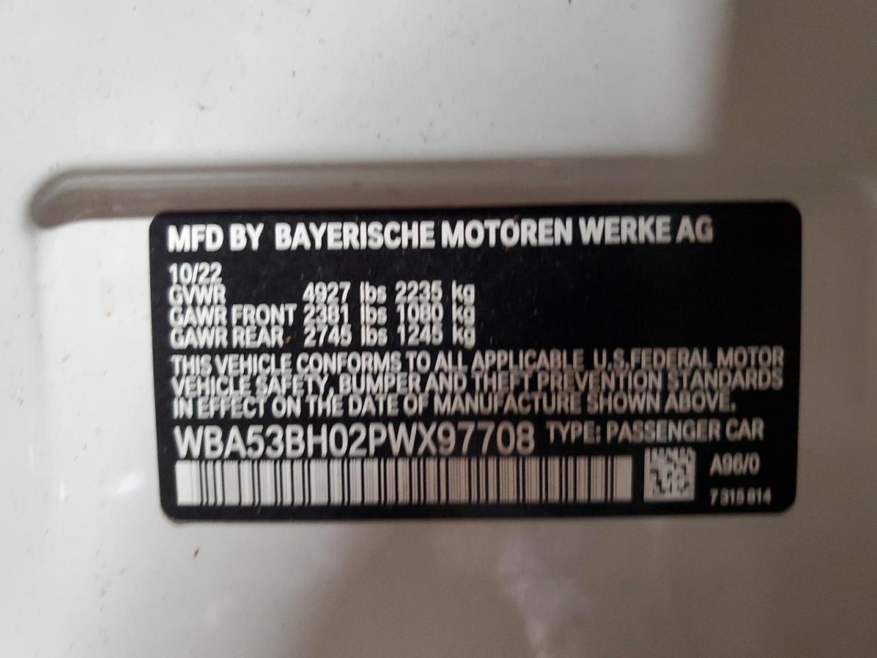 WBA53BH02PWX97708 2023 BMW 530 I