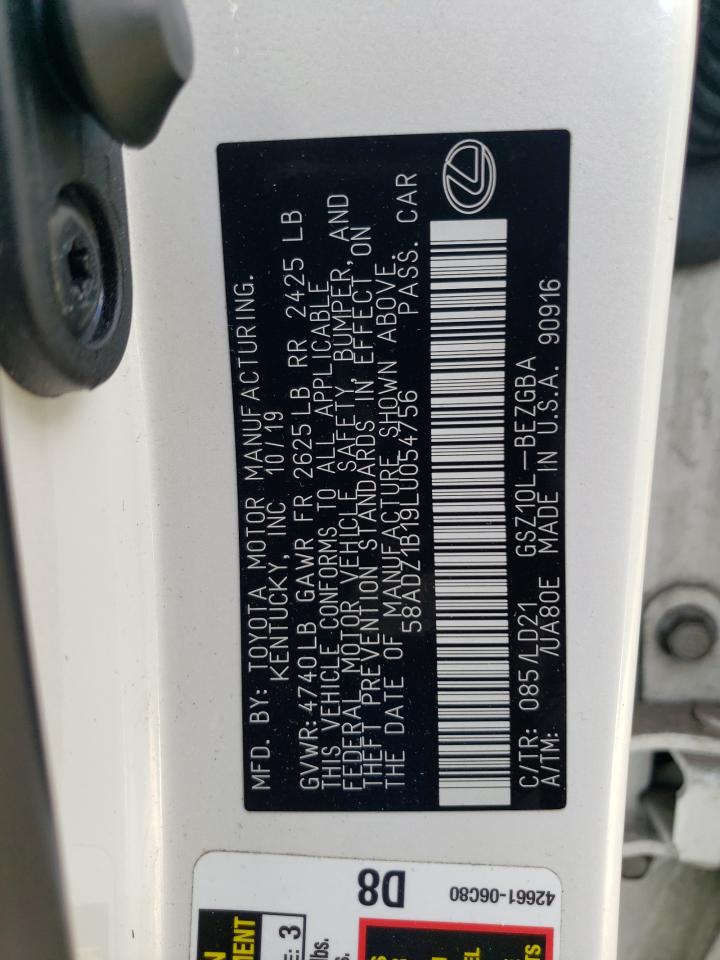 58ADZ1B19LU054756 2020 Lexus Es 350