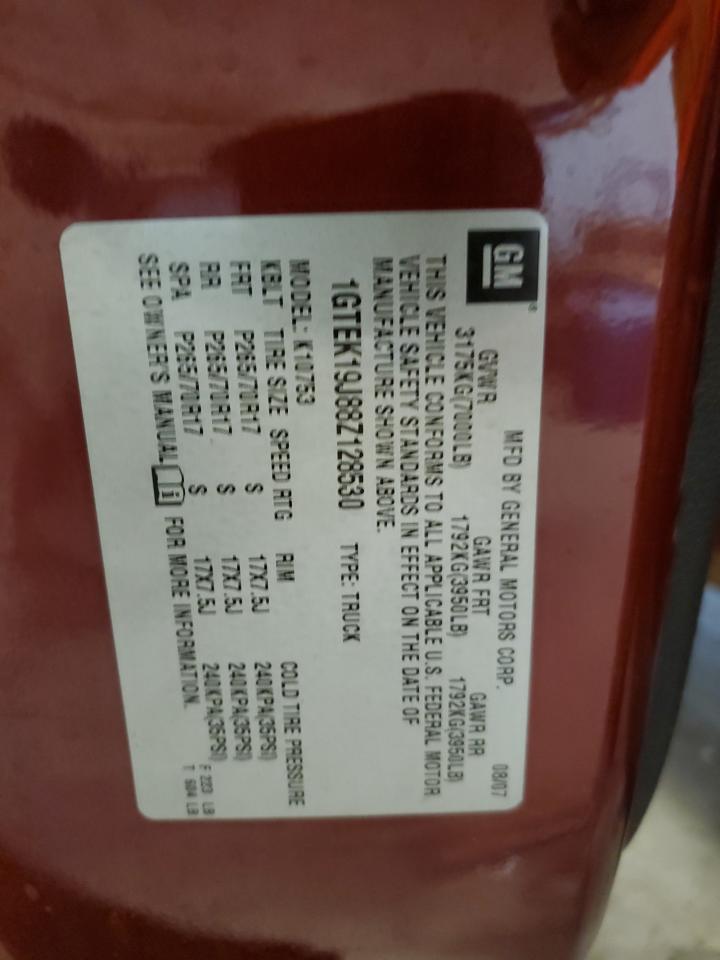 1GTEK19J88Z128530 2008 GMC Sierra K1500