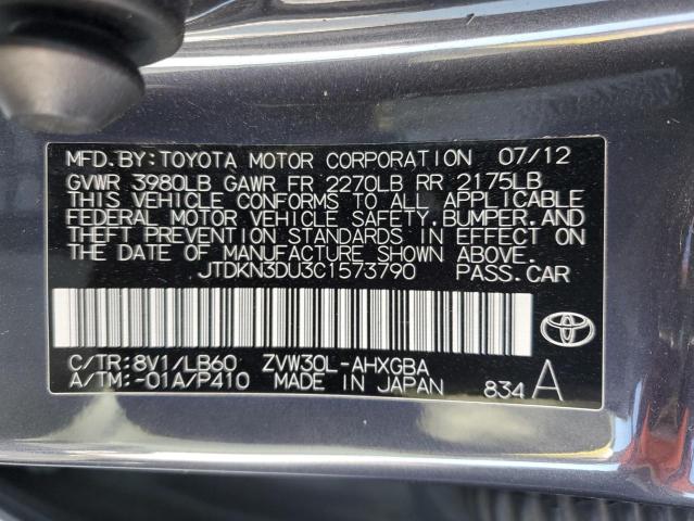 2012 Toyota Prius VIN: JTDKN3DU3C1573790 Lot: 53283464