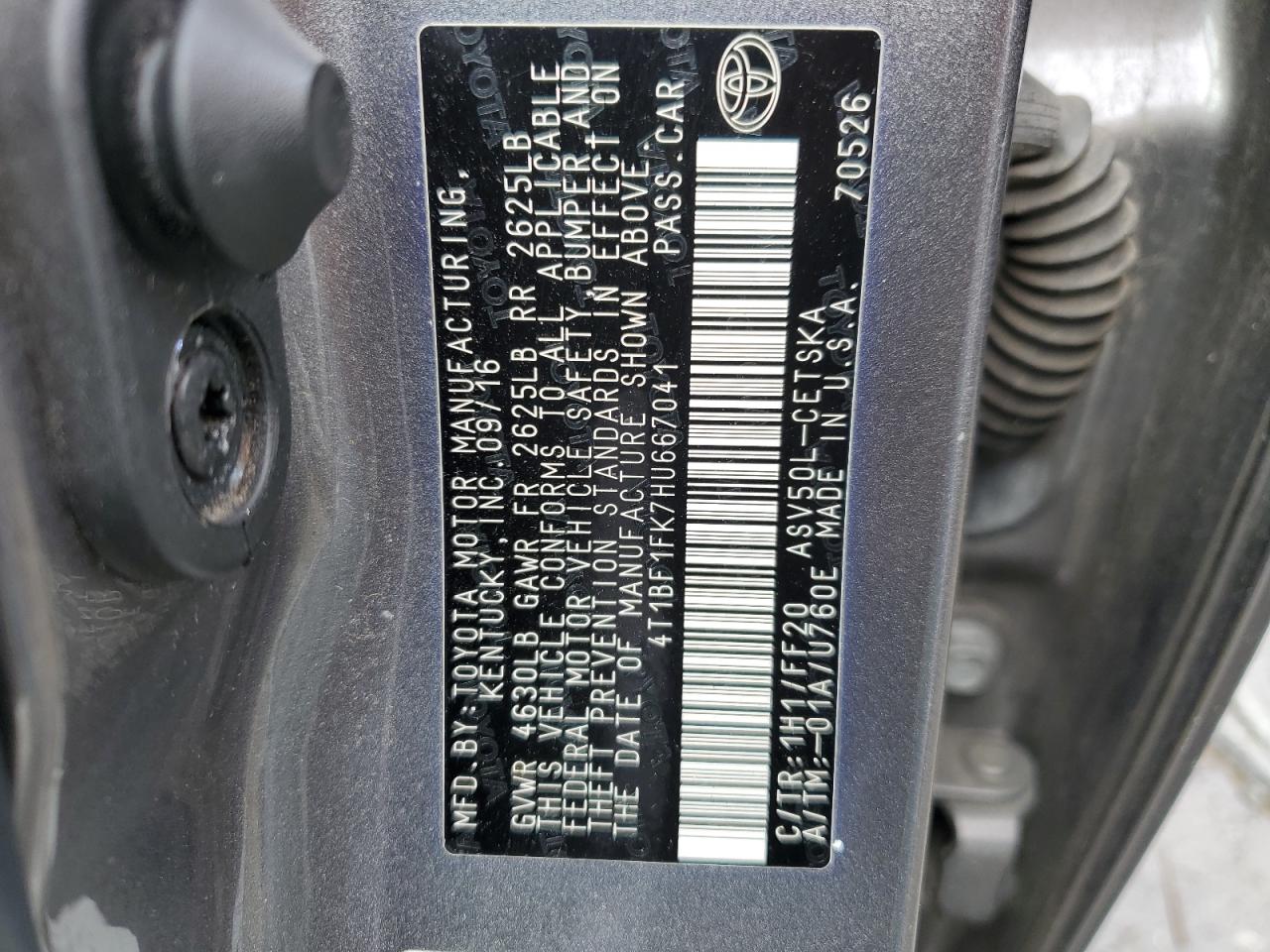 4T1BF1FK7HU667041 2017 Toyota Camry Le