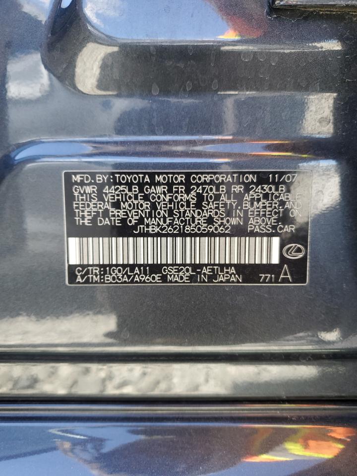 JTHBK262185059062 2008 Lexus Is 250