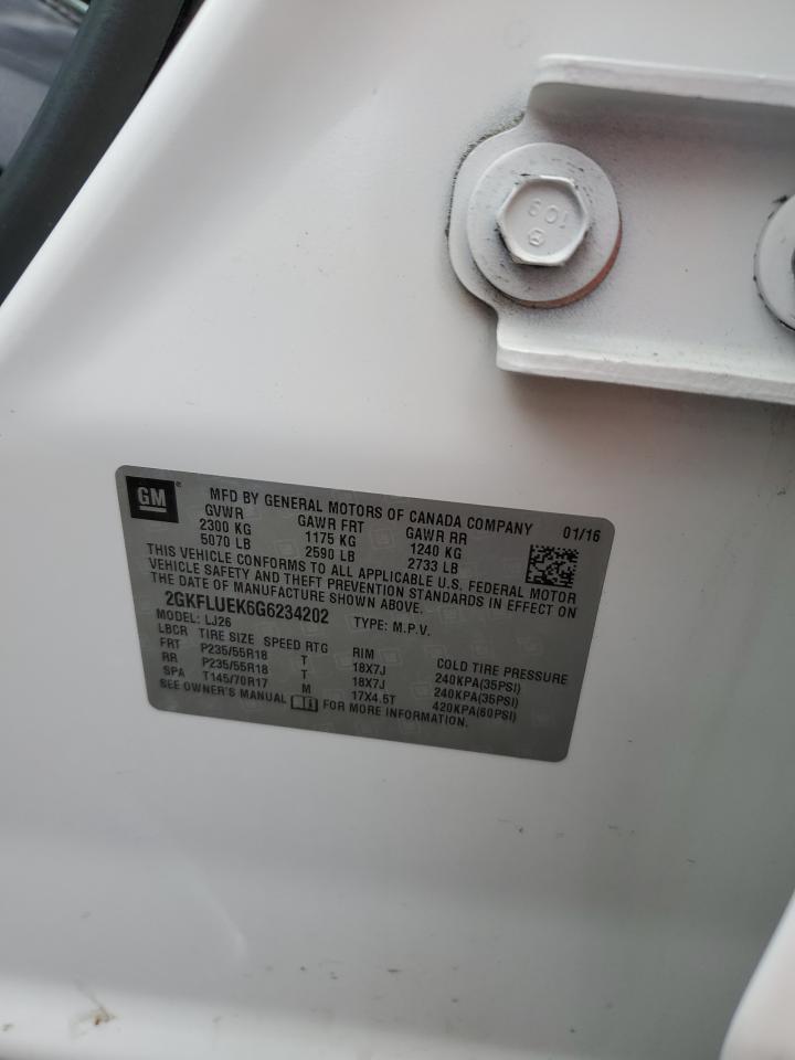 2GKFLUEK6G6234202 2016 GMC Terrain Slt