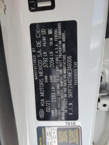 2021 Kia Forte Fe VIN: 3KPF24AD5ME346006 Lot: 55844114