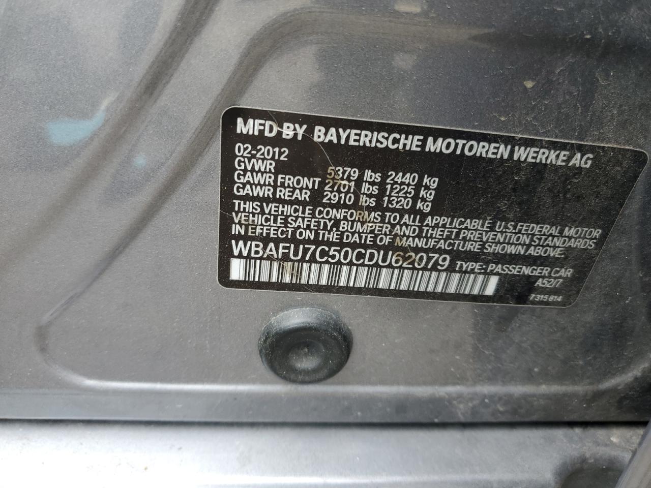 WBAFU7C50CDU62079 2012 BMW 535 Xi