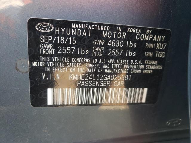 2016 Hyundai Sonata Hybrid VIN: KMHE24L12GA025381 Lot: 53817734