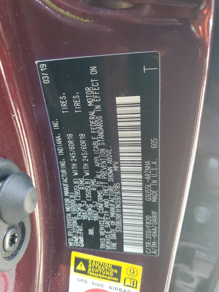 5TDBZRFH1KS979785 2019 Toyota Highlander Le