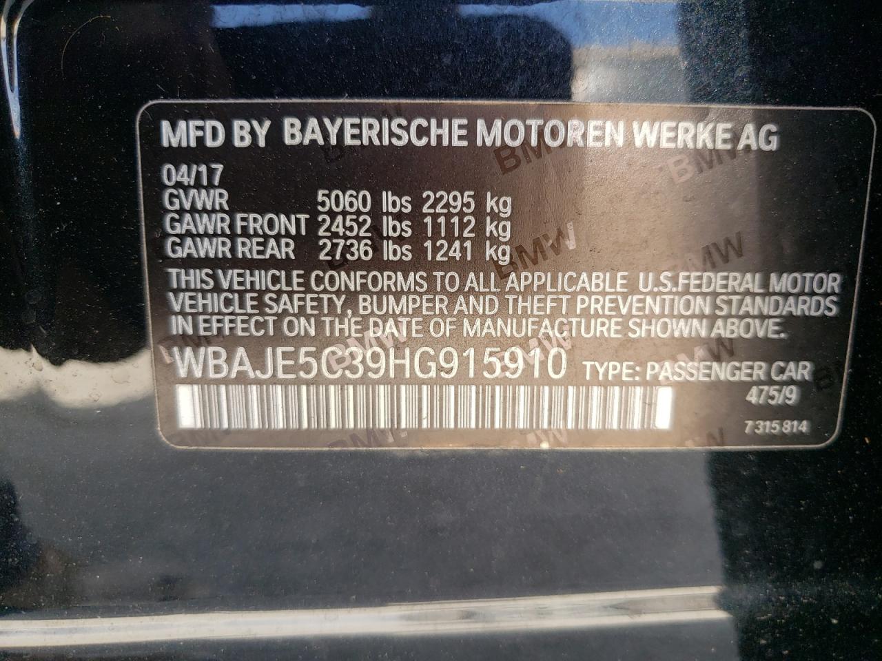 WBAJE5C39HG915910 2017 BMW 540 I