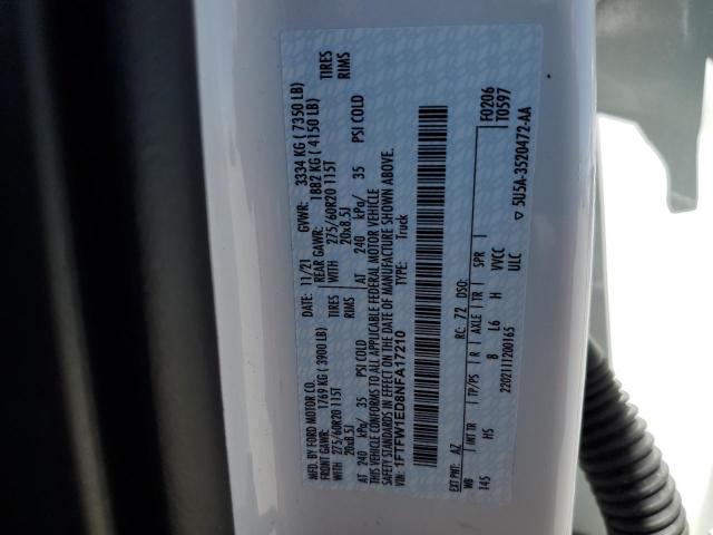 2022 Ford F150 Supercrew VIN: 1FTFW1ED8NFA17210 Lot: 53789444