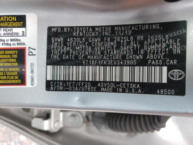 VIN 4T1BF1FK3EU343905 2014 Toyota Camry, L no.13