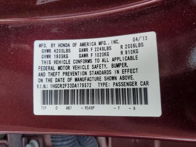 2013 Honda Accord Lx VIN: 1HGCR2F33DA179572 Lot: 52968994