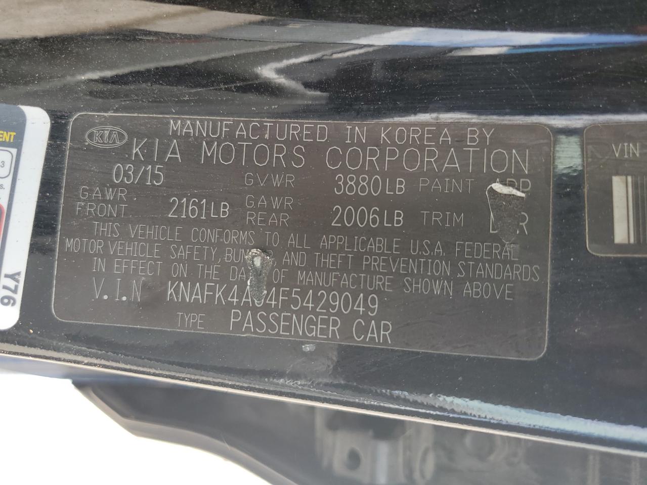 KNAFK4A64F5429049 2015 Kia Forte Lx