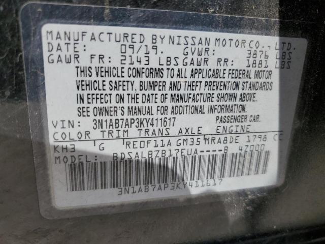 2019 Nissan Sentra S VIN: 3N1AB7AP3KY411617 Lot: 56613304