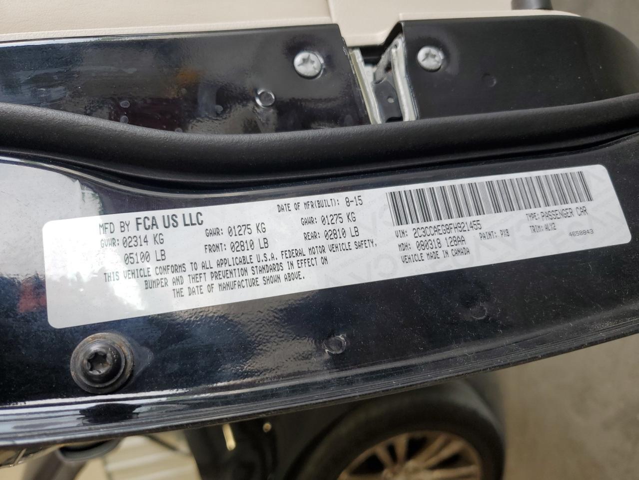 2C3CCAEG8FH921455 2015 Chrysler 300C