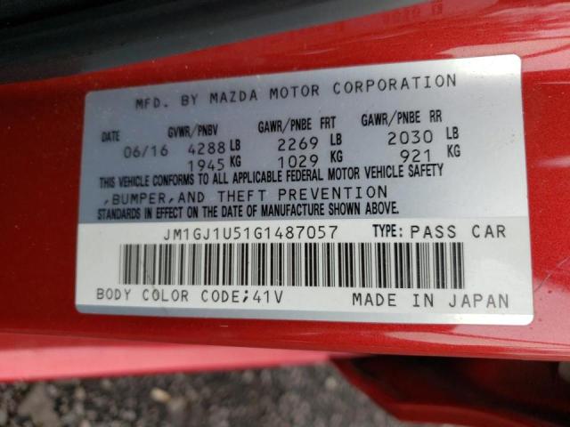 2016 Mazda 6 Sport VIN: JM1GJ1U51G1487057 Lot: 54287454