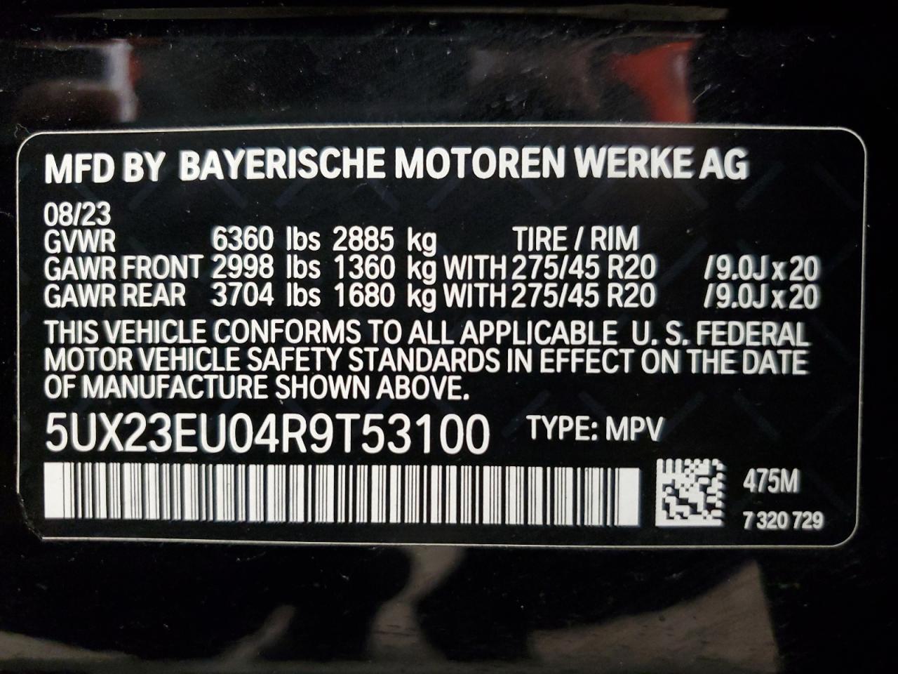 5UX23EU04R9T53100 2024 BMW X5 xDrive40I