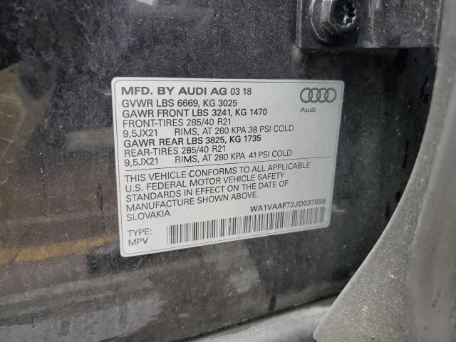 2018 Audi Q7 Prestige VIN: WA1VAAF72JD037858 Lot: 54686674