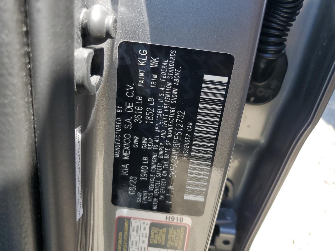 3KPA24AD8PE612732 2023 Kia Rio Lx