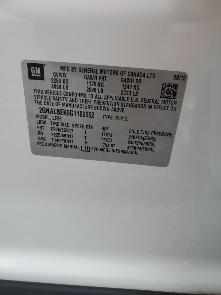 2GNALBEK9G1109662 2016 Chevrolet Equinox Ls