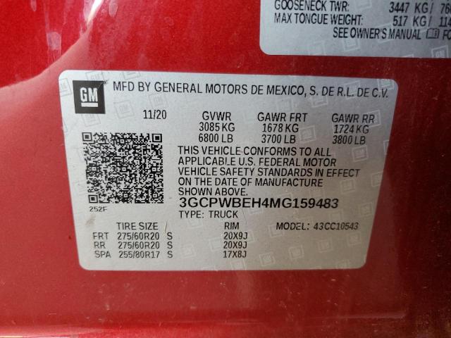 2021 Chevrolet Silverado C1500 Custom VIN: 3GCPWBEH4MG159483 Lot: 56963084