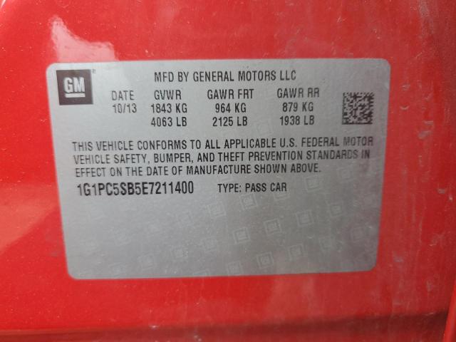 2014 Chevrolet Cruze Lt VIN: 1G1PC5SB5E7211400 Lot: 53604514