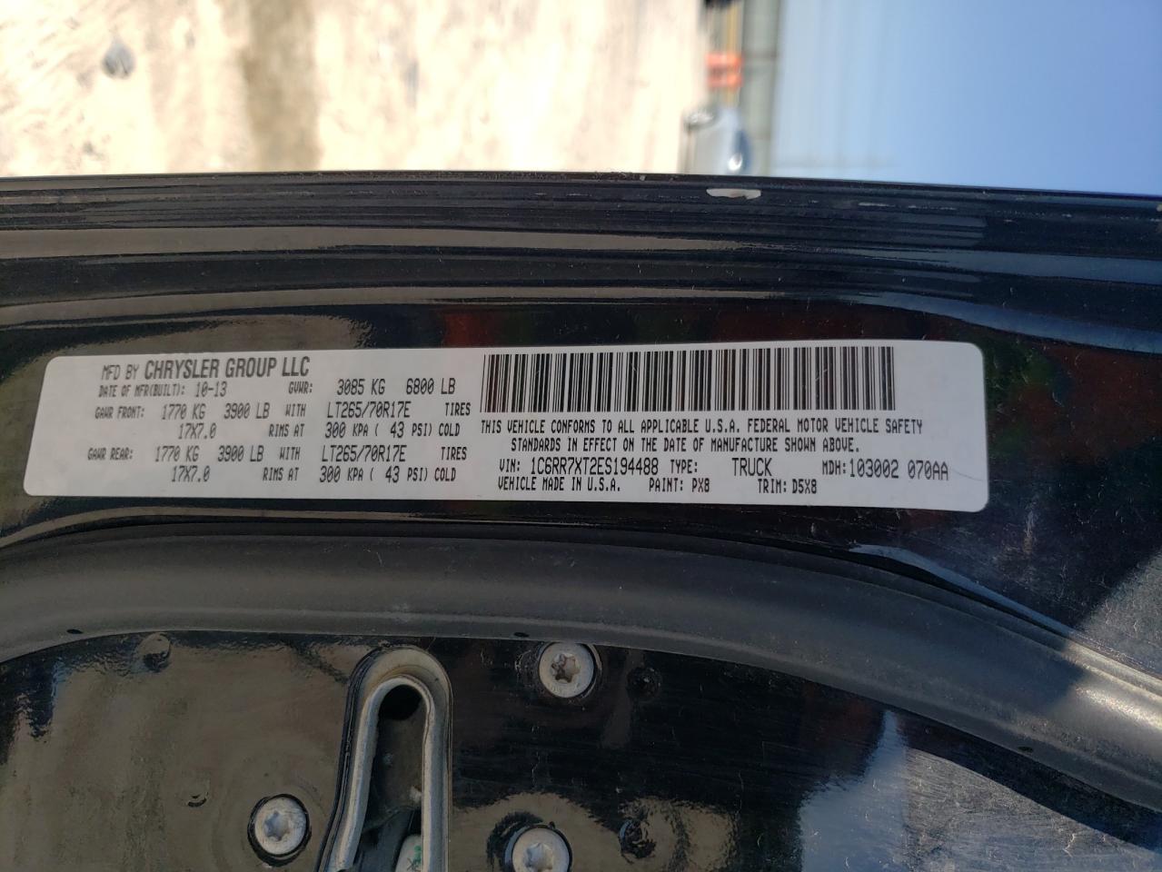 1C6RR7XT2ES194488 2014 Ram 1500 Ssv